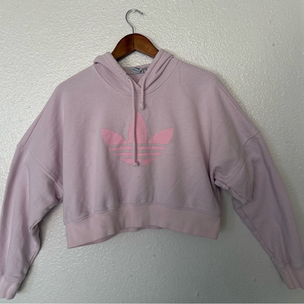 Adidas Pink Cropped Sweater with Hood size xs